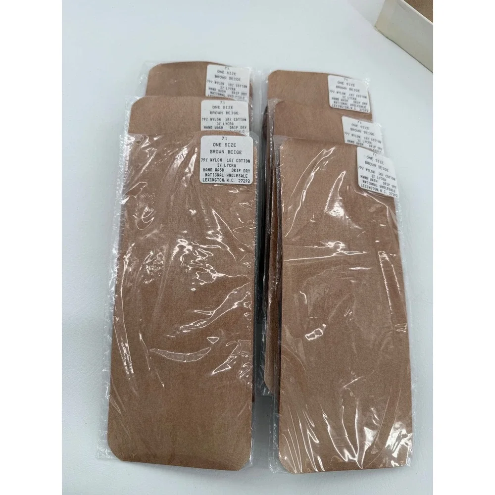 National's Hosiery One Size Brown Beige 6 Pairs Vintage Stockings New